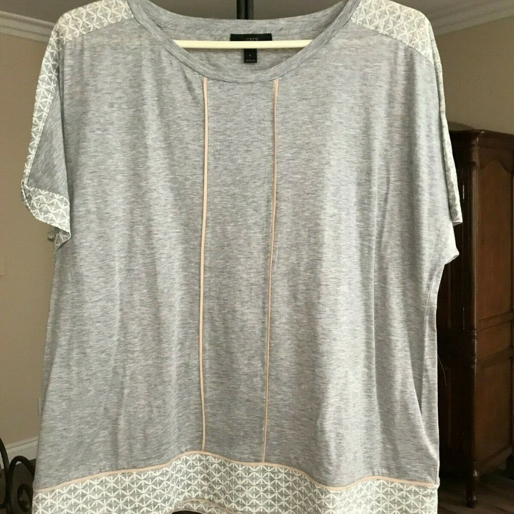 JCREW MIXED PRINT T-SHIRT #C0106 GRAY LARGE NWT